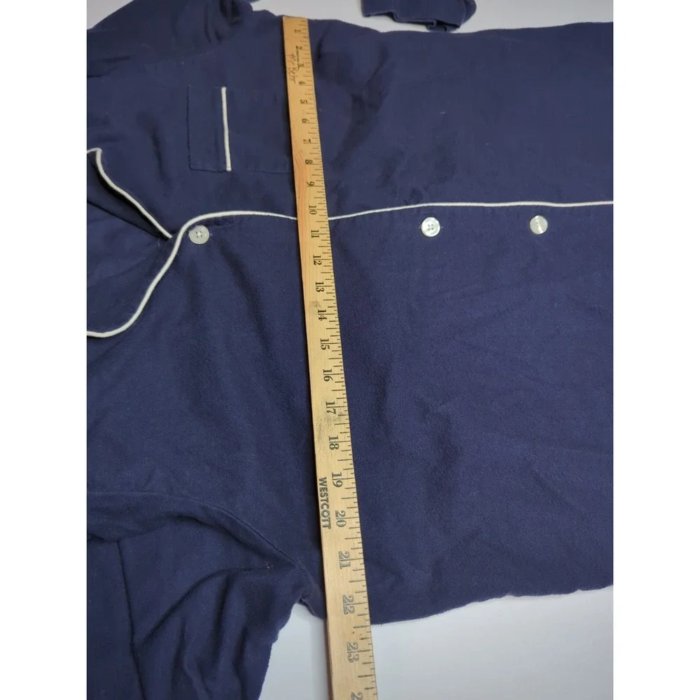 LL Bean Womens Classic Sleep Shirt XL Blue White Trim Pajamas Jersey Knit Lounge